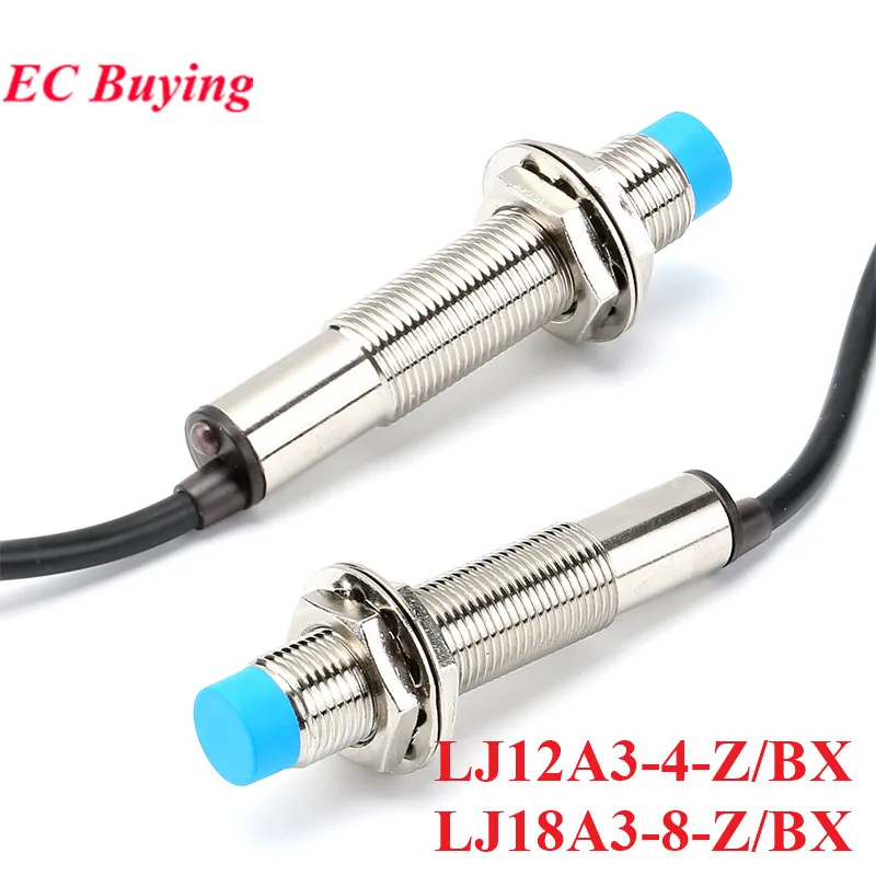 LJ12A3-4-Z/BX M12 LJ18A3-8-Z/BX M18 Новый индуктивный датчик приближения с металлическим переключателем NPN NO Нормально открытый DC 6 В-36 В 300 мА