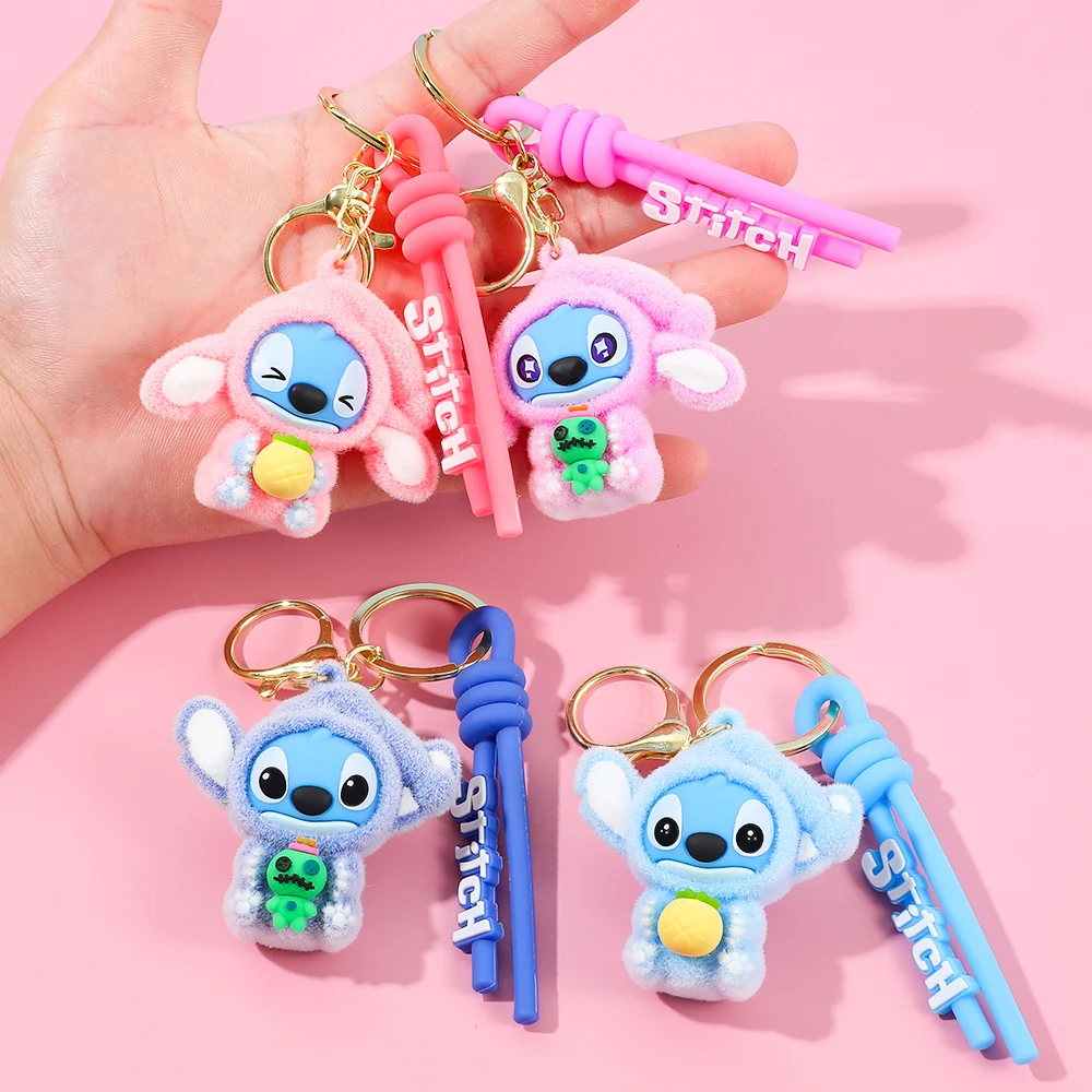 4PCS New Lilo & Stitch Keychain Pendant Anime Cute Doll Keyring Ornament Key Chain Pendant Kids Toys Gifts