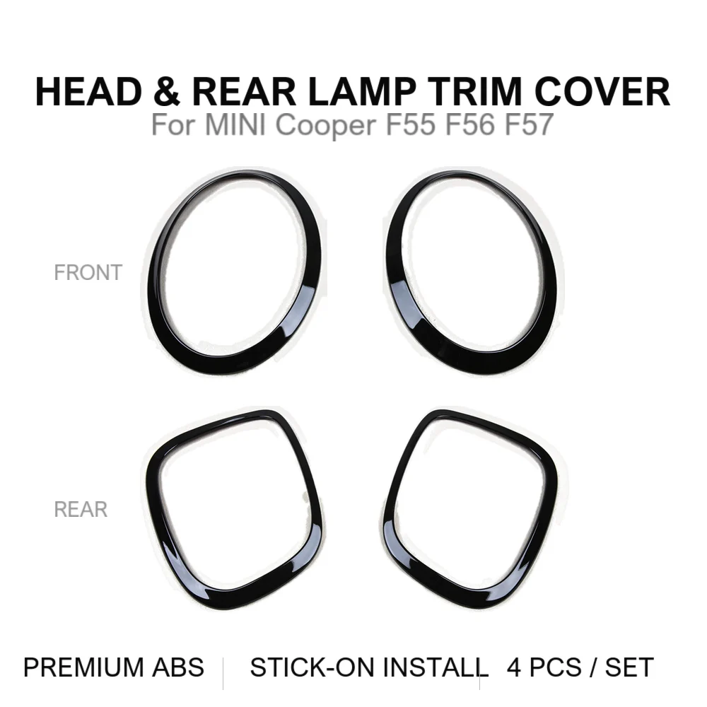 For MINI Cooper F55 F56 F57 Headlight Tail Light Lamp Frame Cover Trim Ring PC Material Stick-on 4pcs Set 12 Colors