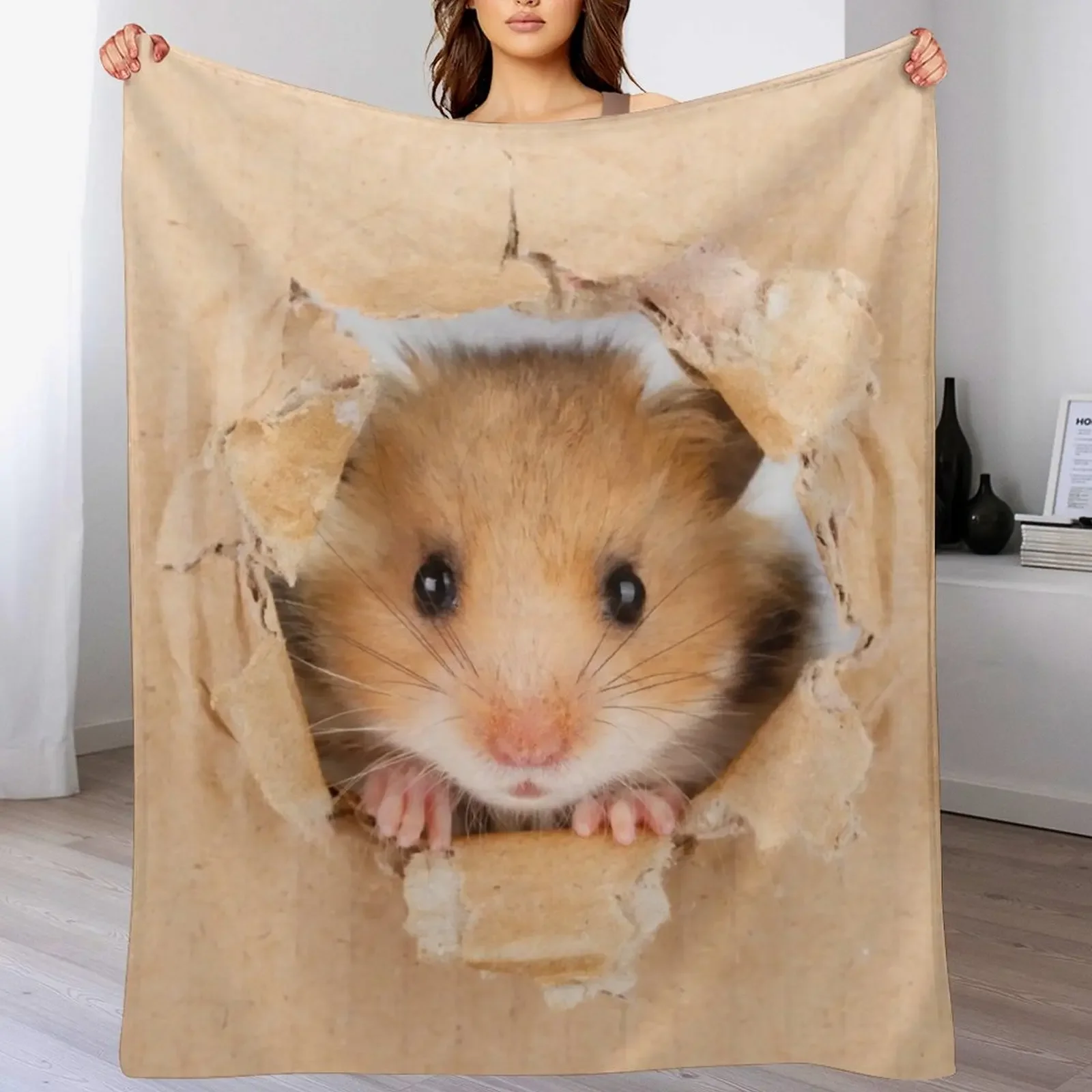 Cute Hamster Throw Blanket Cozy Warm Blanket for Bed Room Decor