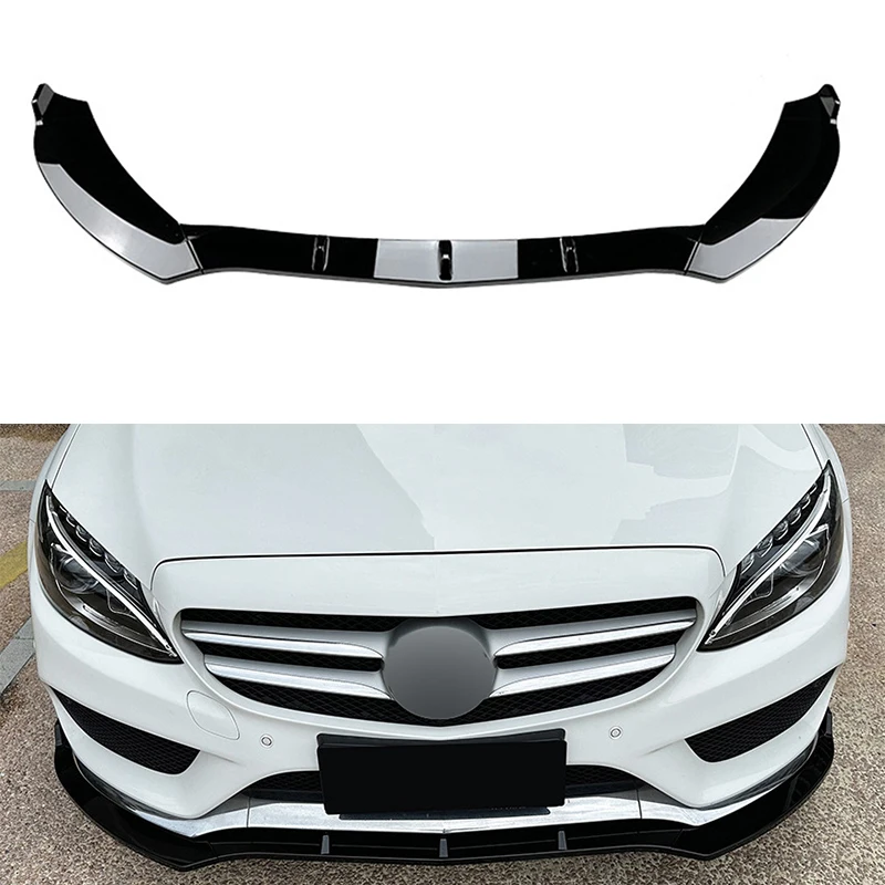 For Mercedes-Benz C-Class W205 C180 C200 C260 AMG 2015 2016 2017 2018 Front Bumper Lip Spoiler Splitter Diffuser Body Kit Tuning