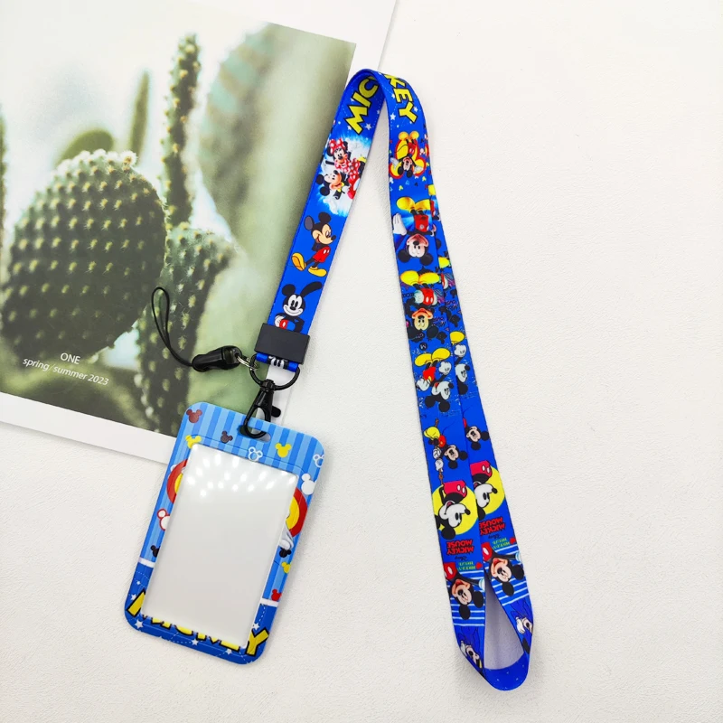 น่ารัก Disney Mickey Mouse ID Badge ผู้ถือบัตร Lanyard หญิงประตูกรณีสายคล้องคอผู้ถือบัตรเครดิตข้อมูลประจําตัวอุปกรณ์เสริม