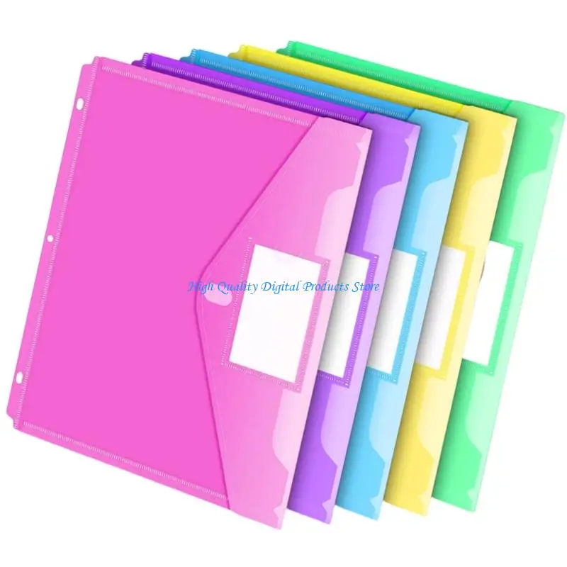 U2JE 5/10 Uds. Bolsa para documentos bolsillo perforada con 3 agujeros para organización oficina escolar