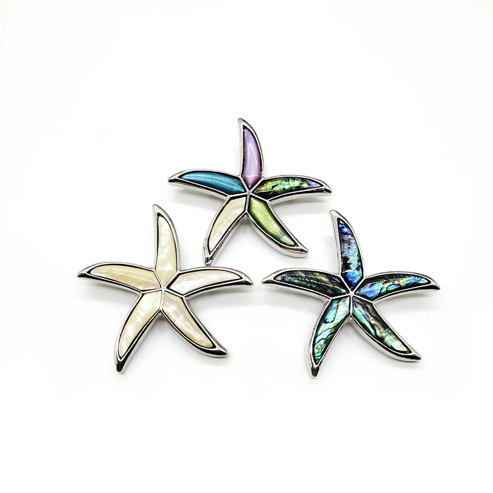 Natural Mother of Pearl Shell Starfish Brooches Pins Jewelry Abalone Shells Brooch for Women Girl Wedding Banquet Party Gifts