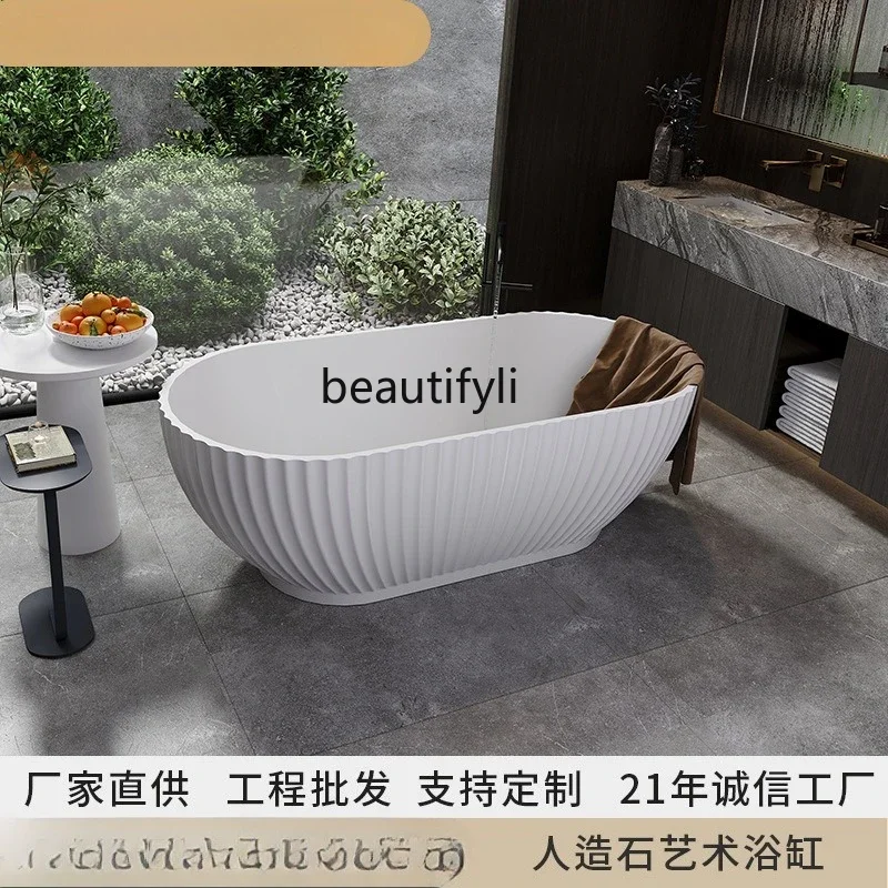 Artificial stone acrylic high-end freestanding bathtub hotel luxury thick edge thermostatic bathtub
