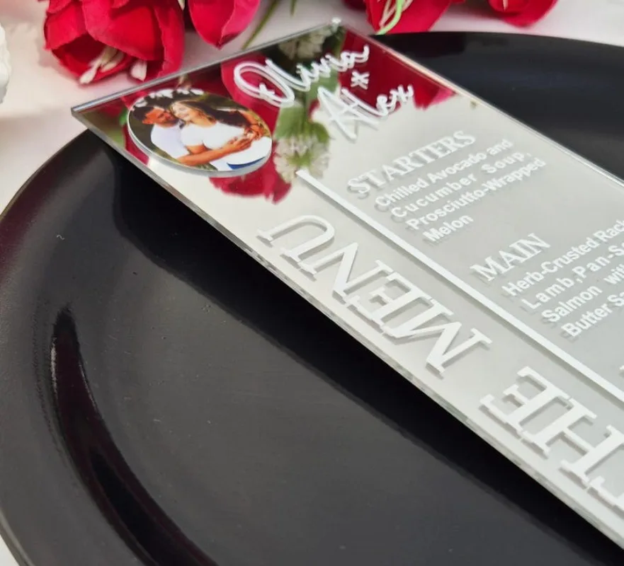 Acrylic Gold Mirror Menu Card Wedding Menu Acrylic Wedding Menu Card