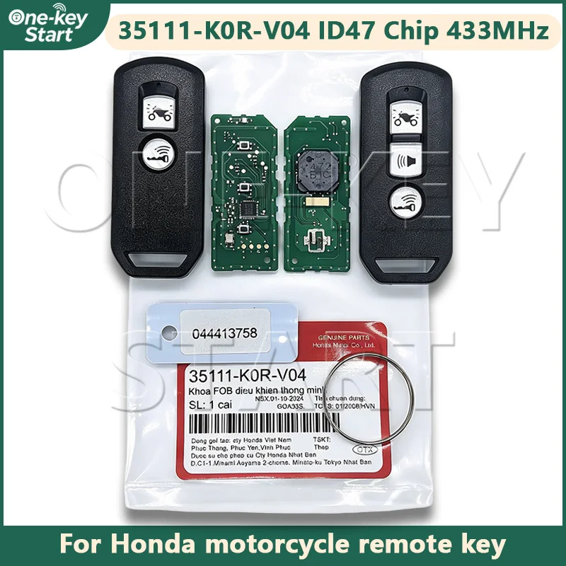 35111-K0R-V04 ID47 Chip 433MHz Motorcycle Remote Key For Honda Motorcycle SH 125i/SH 150i/SH 300i 2020+【ONE-KEY START】