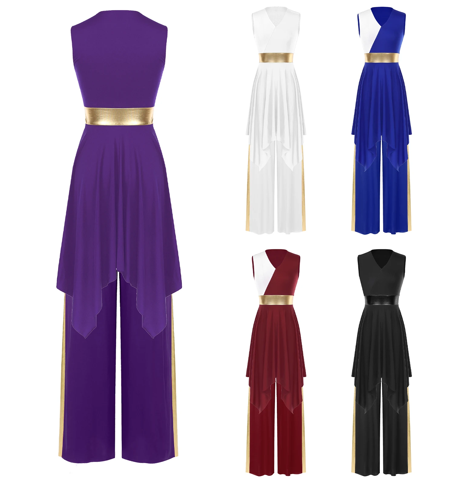 Women Liturgical Choir Performanc Outfit Church Celebration of Spirit Sleeveless Irregular Hem Dress + Pants femme Praise Dress - Image 6