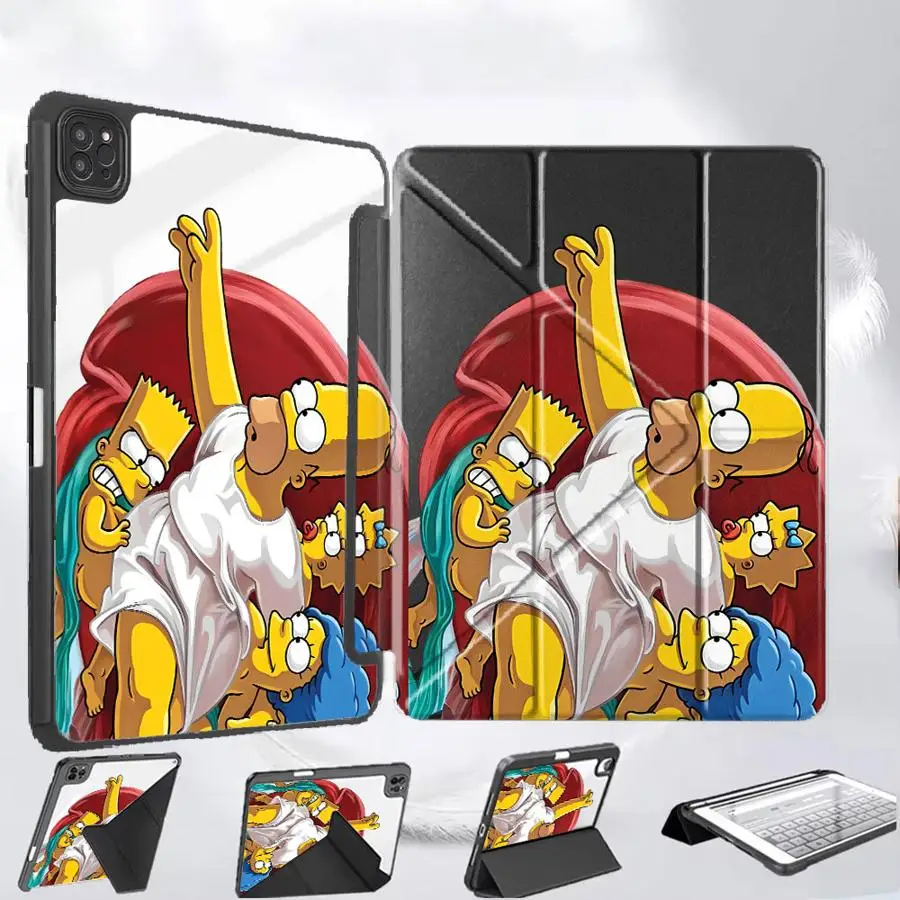 

Чехол-подставка для планшетов iPad Pro 11-го, 10-го, 9-го, 8-го, 7-го поколений, 12.9-дюймовых Pro 2025, Air 4, 5, M3, M2, M4, 11-дюймовых Mini 6, 7, Simpson