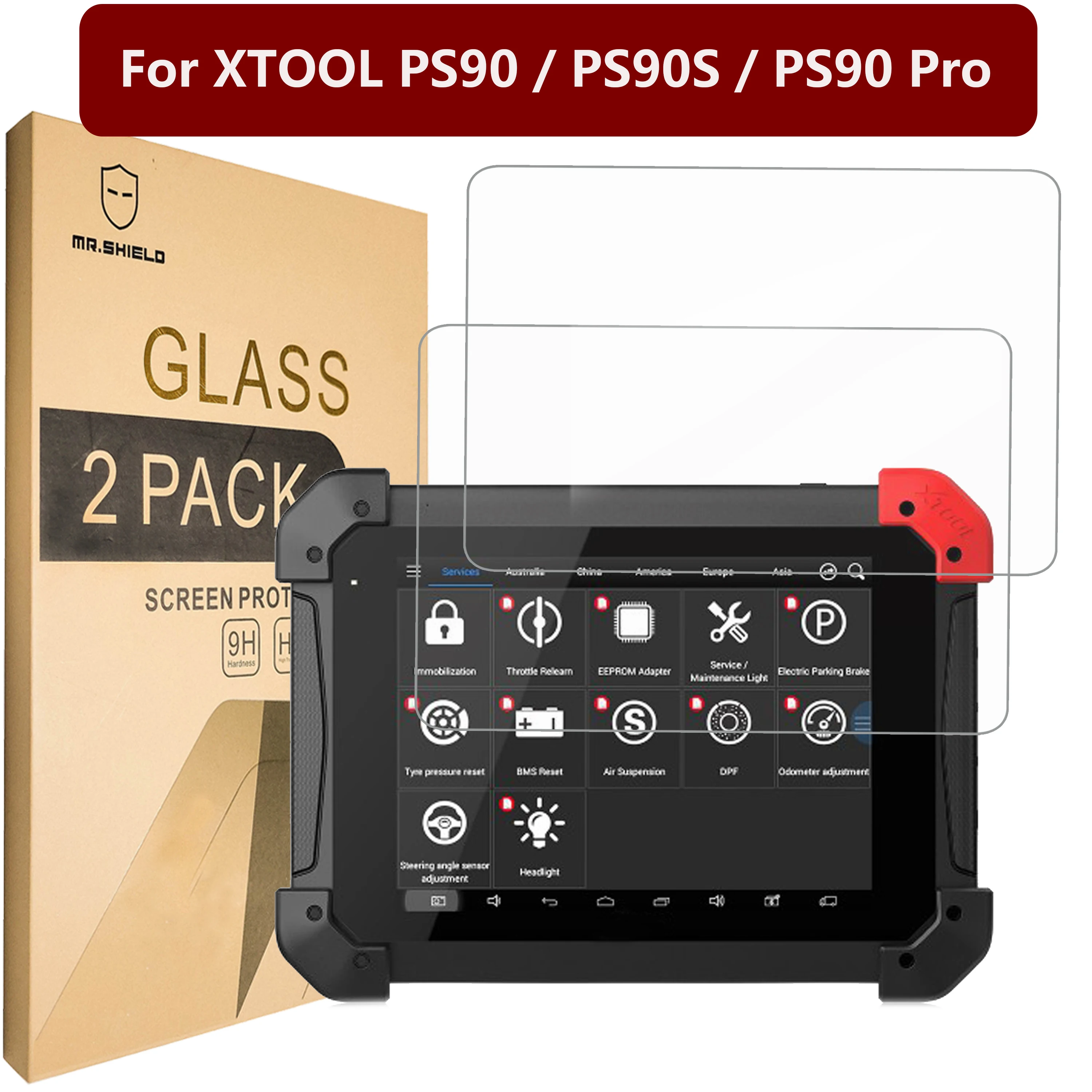 Mr.Shield Screen Protector compatible with XTOOL PS90 / PS90S / PS90 Pro [Tempered Glass] [2-PACK] [9H Hardness]