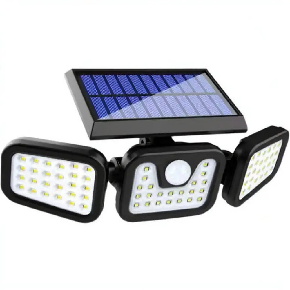 Outdoor Solar Powered Wall Lamp Motion Sensor Garden Light Triple Head Rotatable Waterproof Exterior Home Lighting