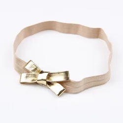 Baby Girls Gold Silver PU Bow Hair Clips Headband Kids Leather Bowknot Hairband Headwear Newborn Hair Band Accessories