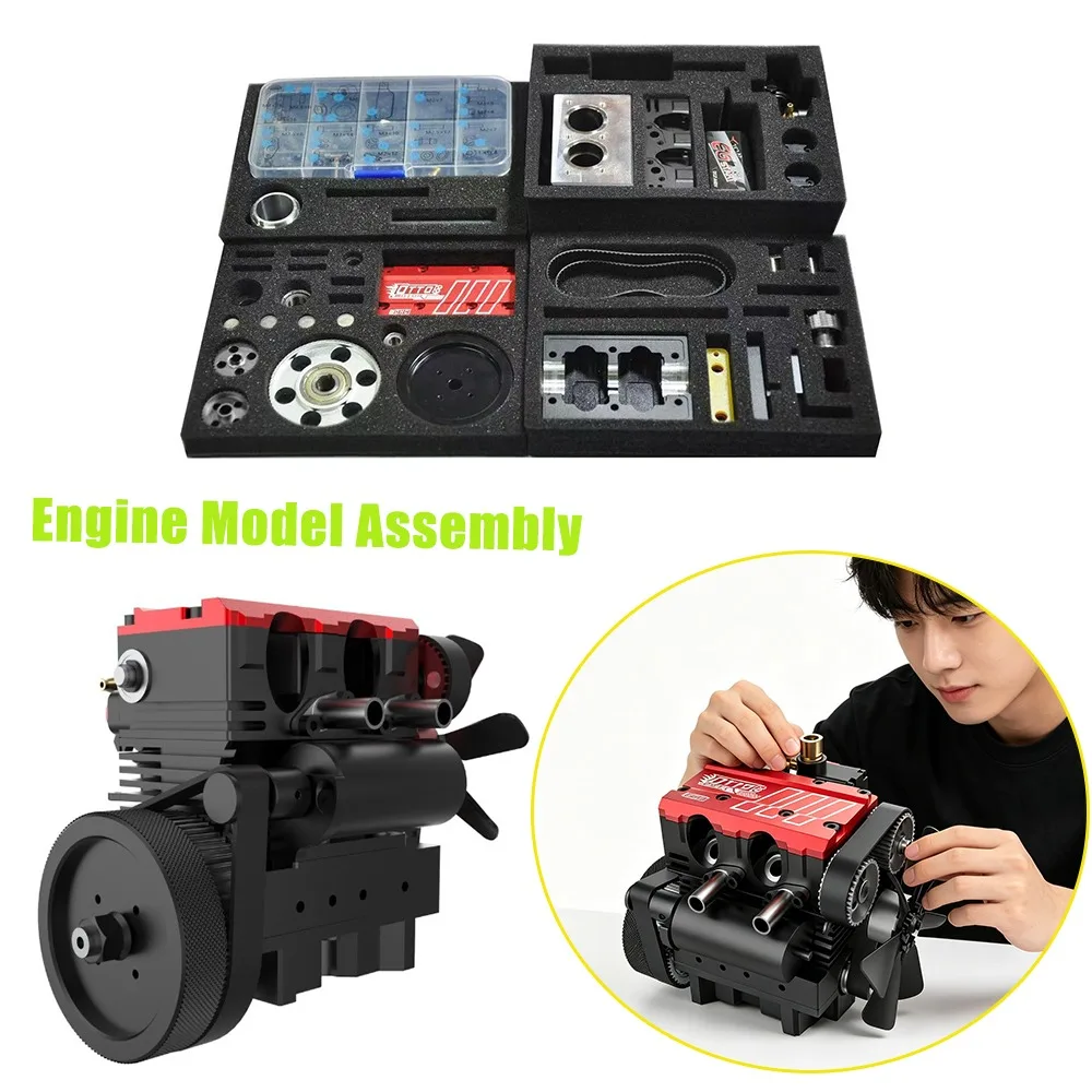 

DIY Assembly L2 Inline Twin Cylinder Methane Fuel Engine Model That Runs Mechanical Cool Toy for Adults