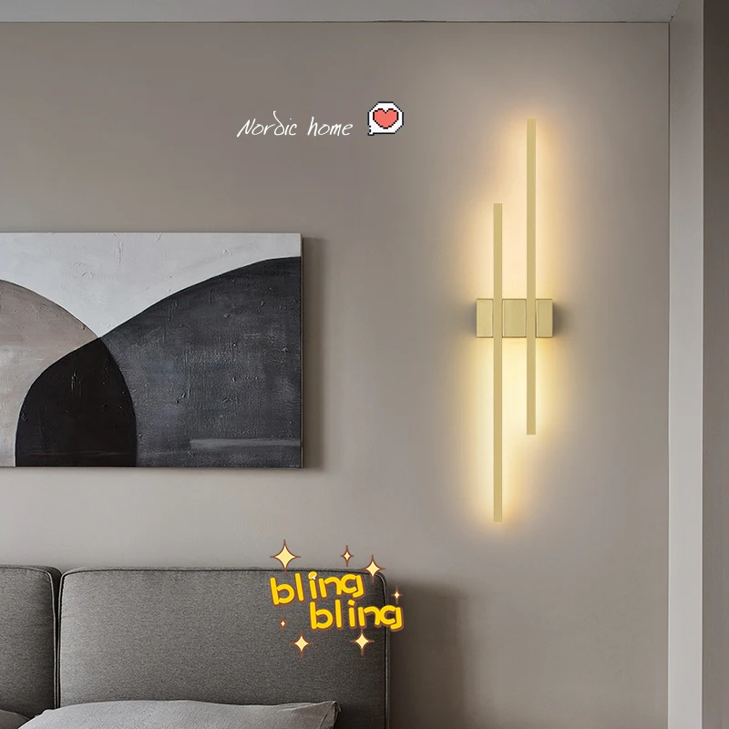 

Modern Nordic Led Wall Lamps For Living Room Bedroom Bedside Wall Light Minimalist Long Strip Sconce Stairs светильник настенный
