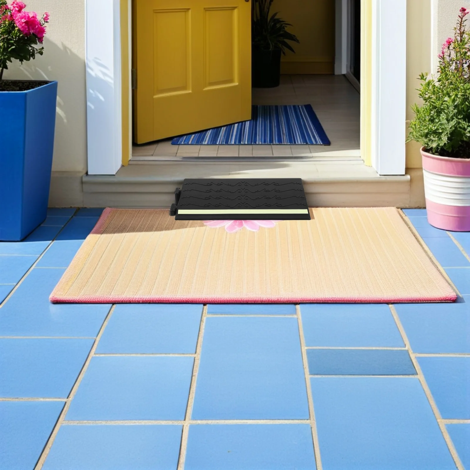 12.38x5.11 الفلورسنت عتبة الباب المنحدر حصيرة مضيئة للرؤية الليلية منحدر لعتبة الباب مدخل مكانس كهربائية للكنس الطابق الانتقال