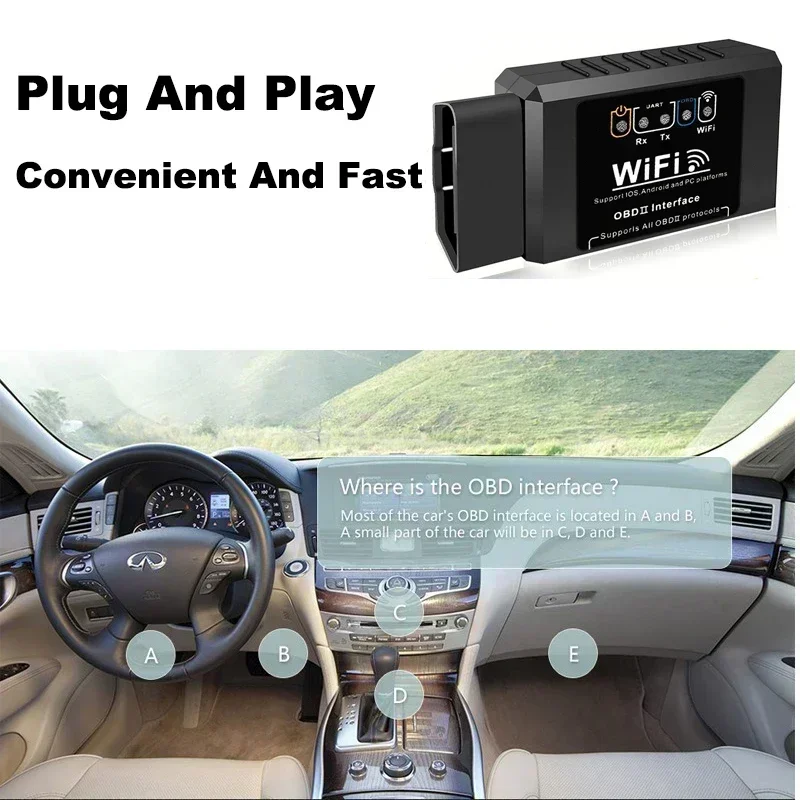 ELM327 WiFi OBD2 Code Reader Scanner Car Diagnostic Tools V1.5 WIFI For Android/IOS/PC OBD2 Interface Adapter 16PIN image 4