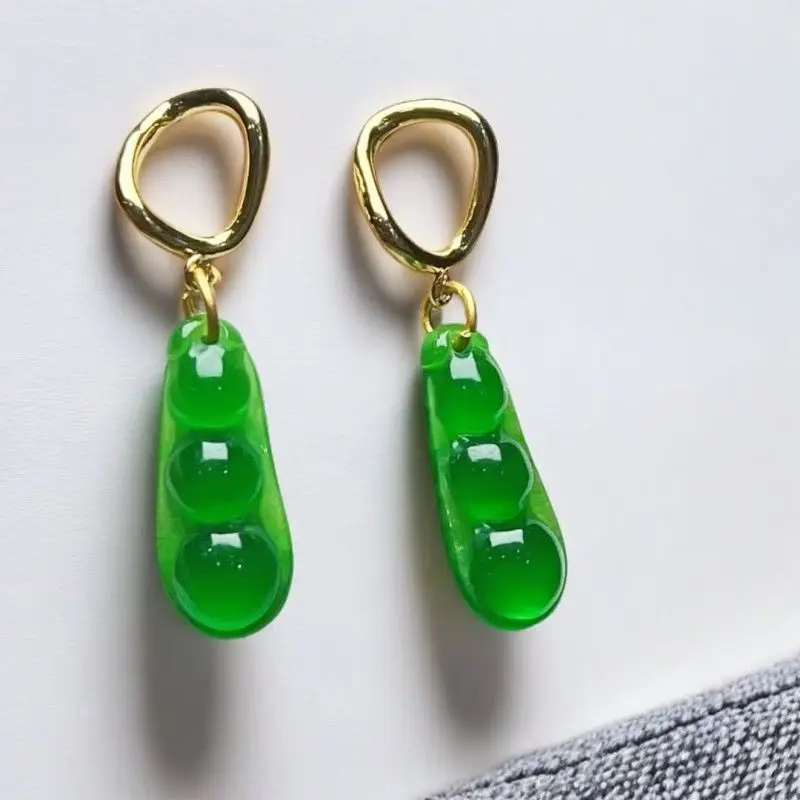 

Laokeng Jade All Green Ice Jade Earrings Fashion Boutique New Chinese Style New Versatile Birthday Gift for Wife