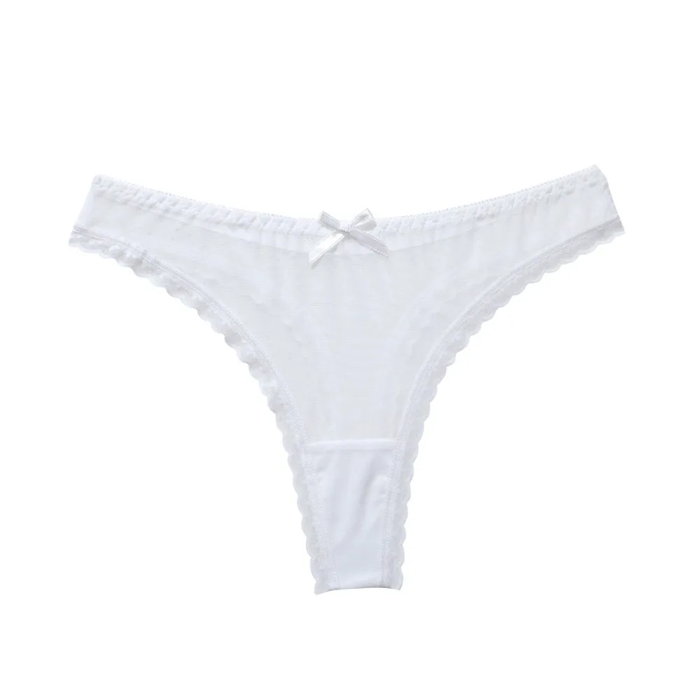 

Fashion Soft Lace Transparent Thongs Traceless Solid Color Low Waist Briefs Lingerie Underpants T-back Panties Daily Wear
