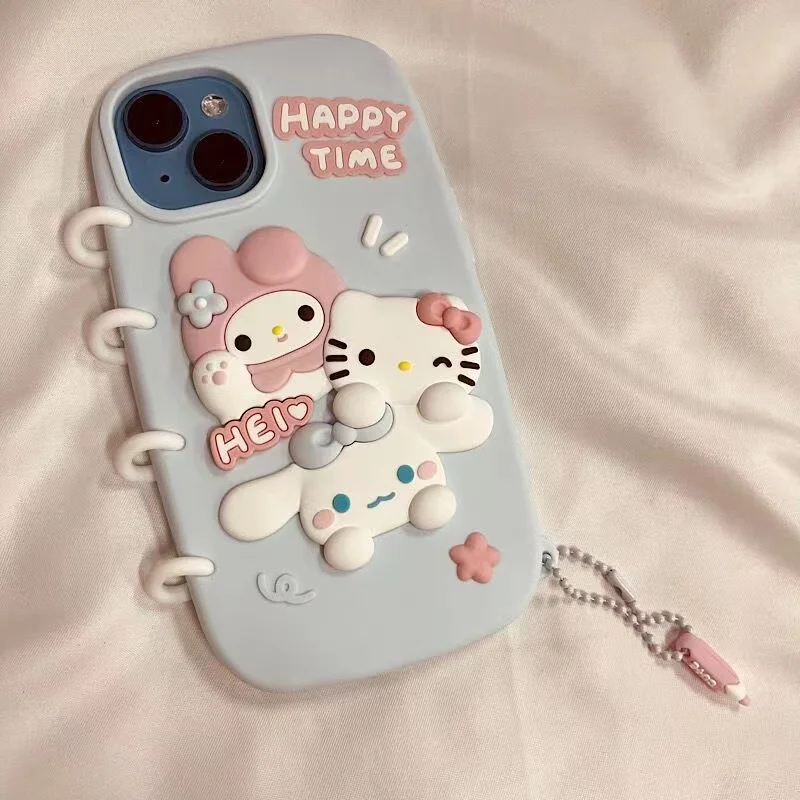 Custodie per telefoni Sanrio in Silicone morbido Miniso di lusso per Iphone 15 14 13 11 Pro Max Plain Cartoon Funda Hello Kitty Cover Shell