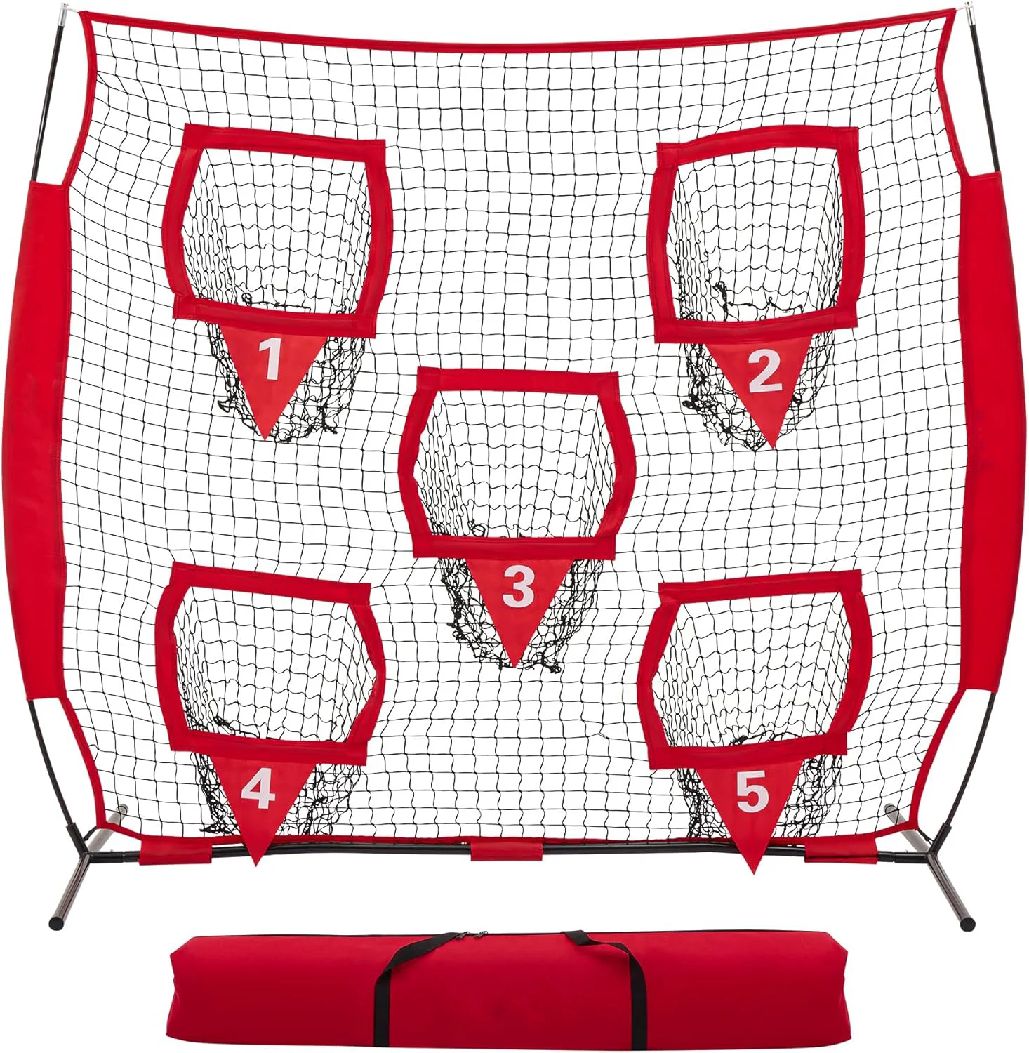 

Factory Sale 6x6FT High Quality Professional Rugby Pitching Net 5 Target Bags Football Throwing Net Metal Training Equipment