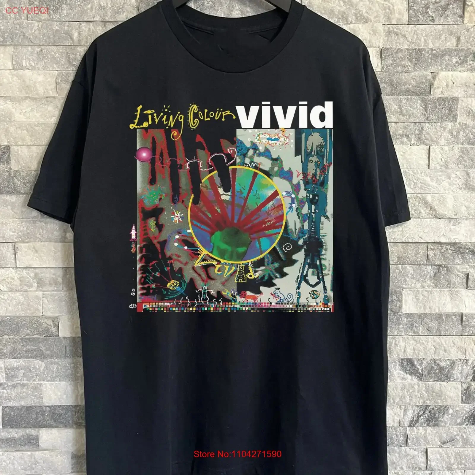 Rare Living Colour Vivid Album Black All Size T Shirt vintage Washed Stretched homme Stylish fashion designer clothes