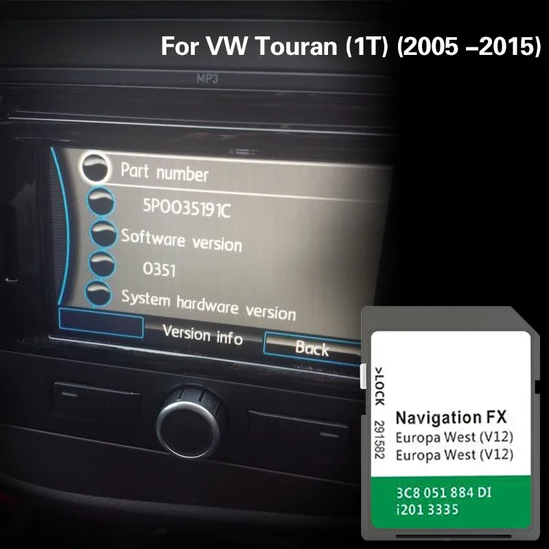 

8GB FX V12 West for VW Touran (1T) (2005 -2015) Cover Germany Netherlands Sweden Vatican City Map GPS SD Card