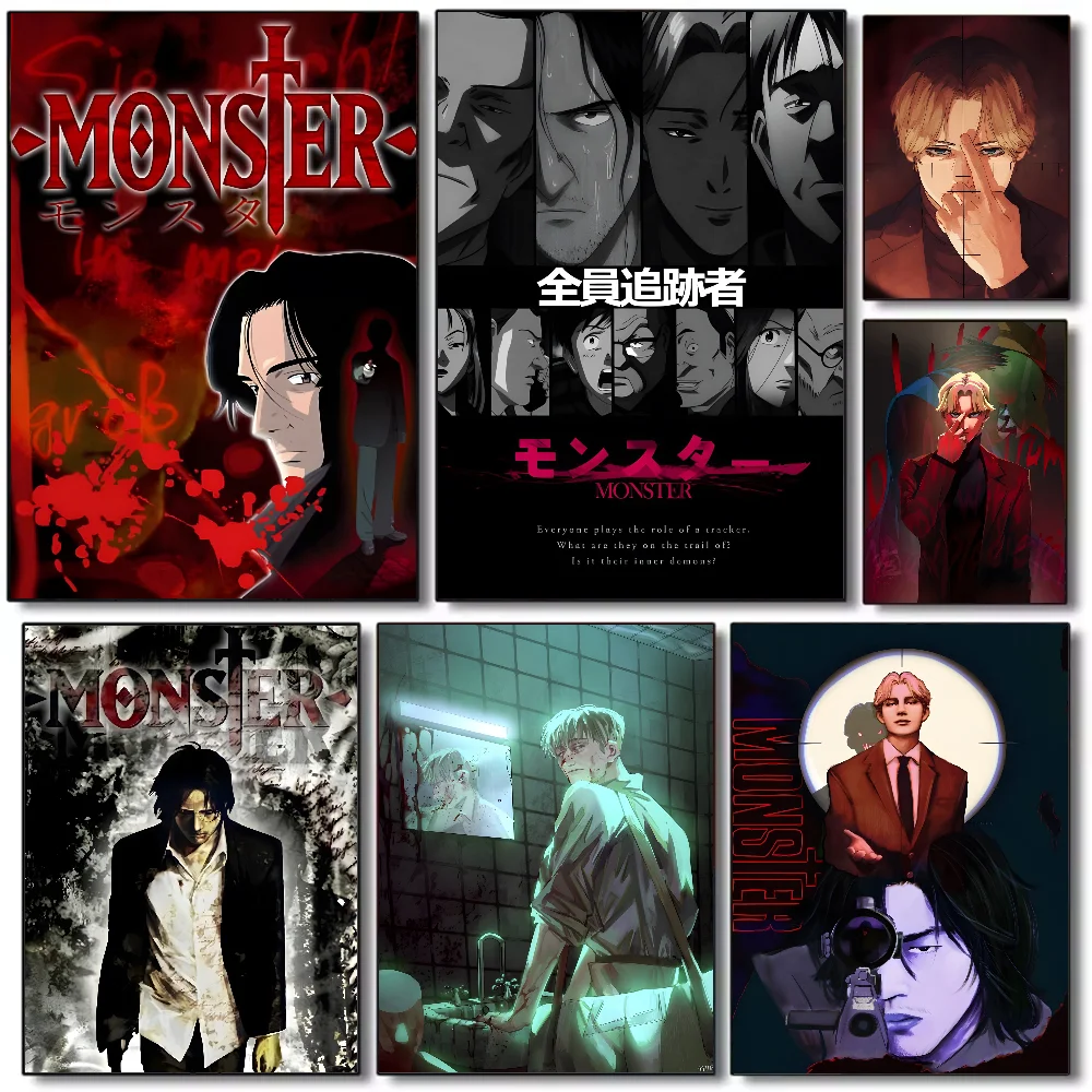 ملصق N-Naoki Urasawa S Monster Anime عالي الدقة جدار لاصق مقاوم للماء لغرفة المعيشة المنزلية وغرفة النوم والديكور الجمالي