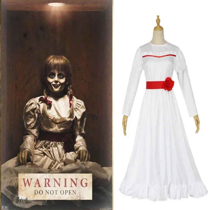 

Horror Bride of Chucky Annabelle Cosplay Costume Dress Wigs Conjuring Doll Mask Women Girls Evil Halloween Scary Outfits Suit