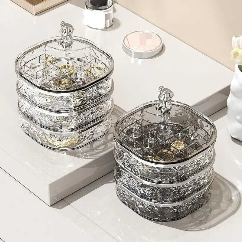 Rotating Jewelry Box, Transparent Band Partition High-end Exquisite Jewelry Storage Box, Earring, Hairpin And Ring Storage Box