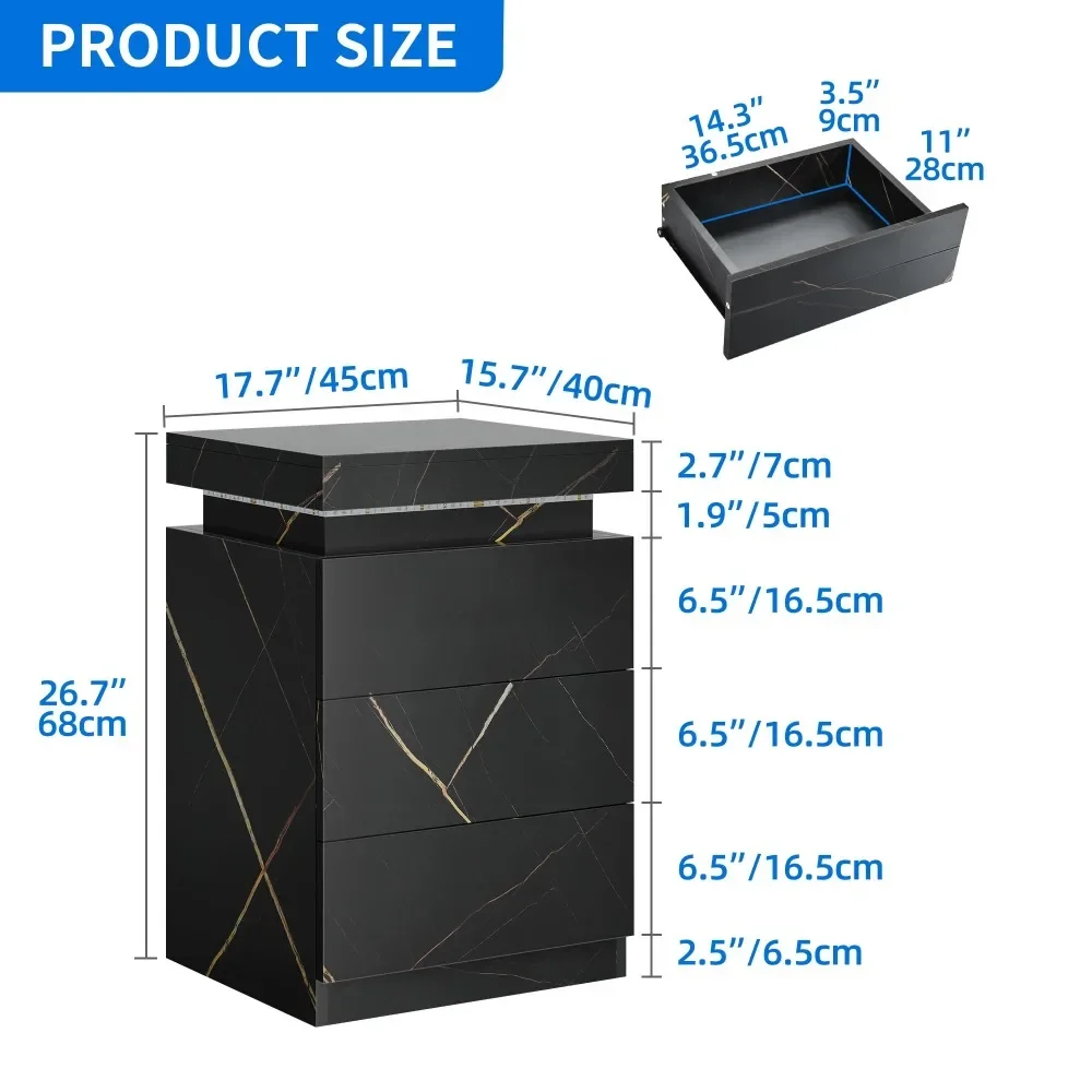 Table de oral et Moderne avec Lumière LED RVB Réglable, Haute Brillance, 27 Pouces, 3 Broches de Proximité