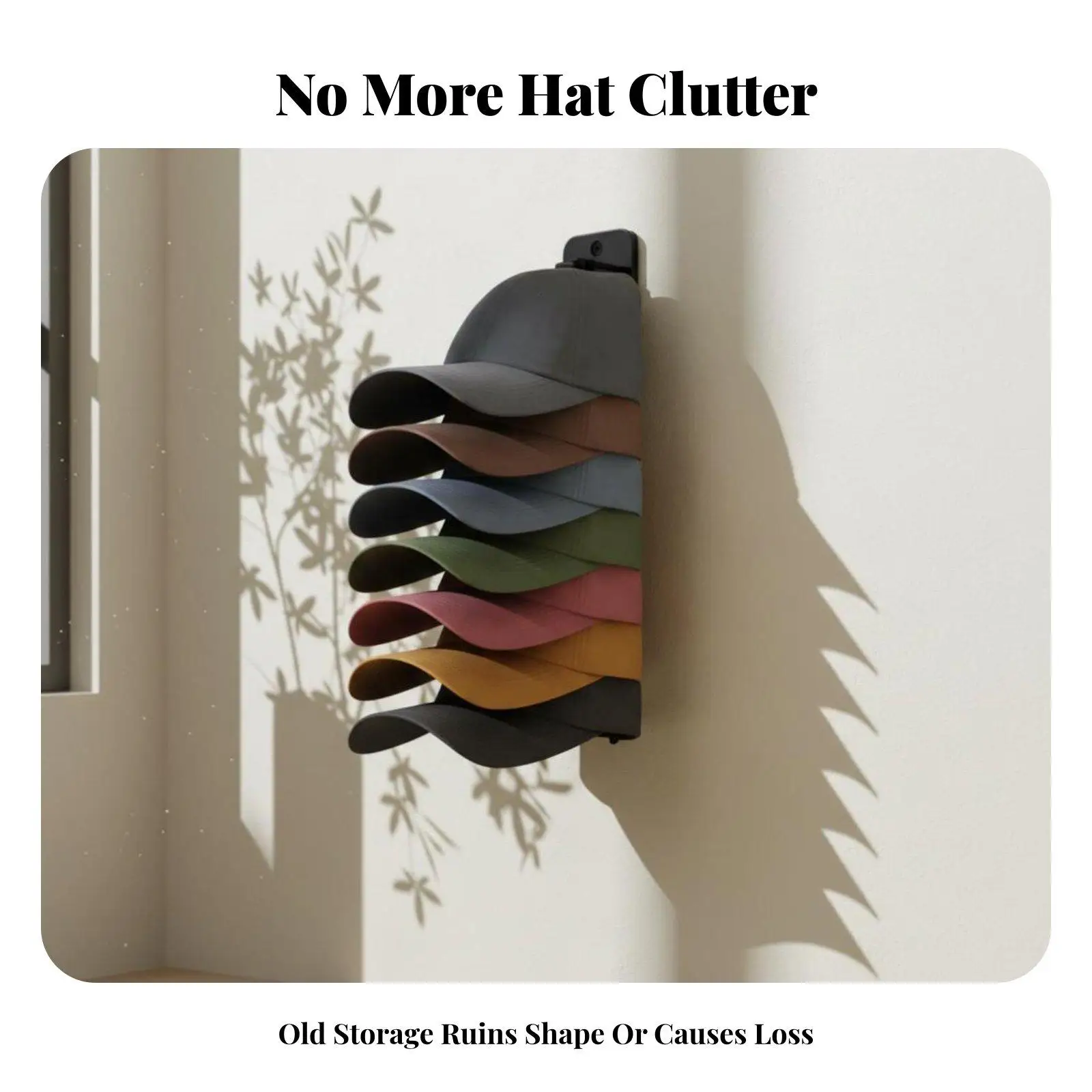No Drill Hat Rack Wall Mount Baseball Cap Organizer Plastic Holder for Closet Bedroom Entryway Multi Purpose Storage Rack