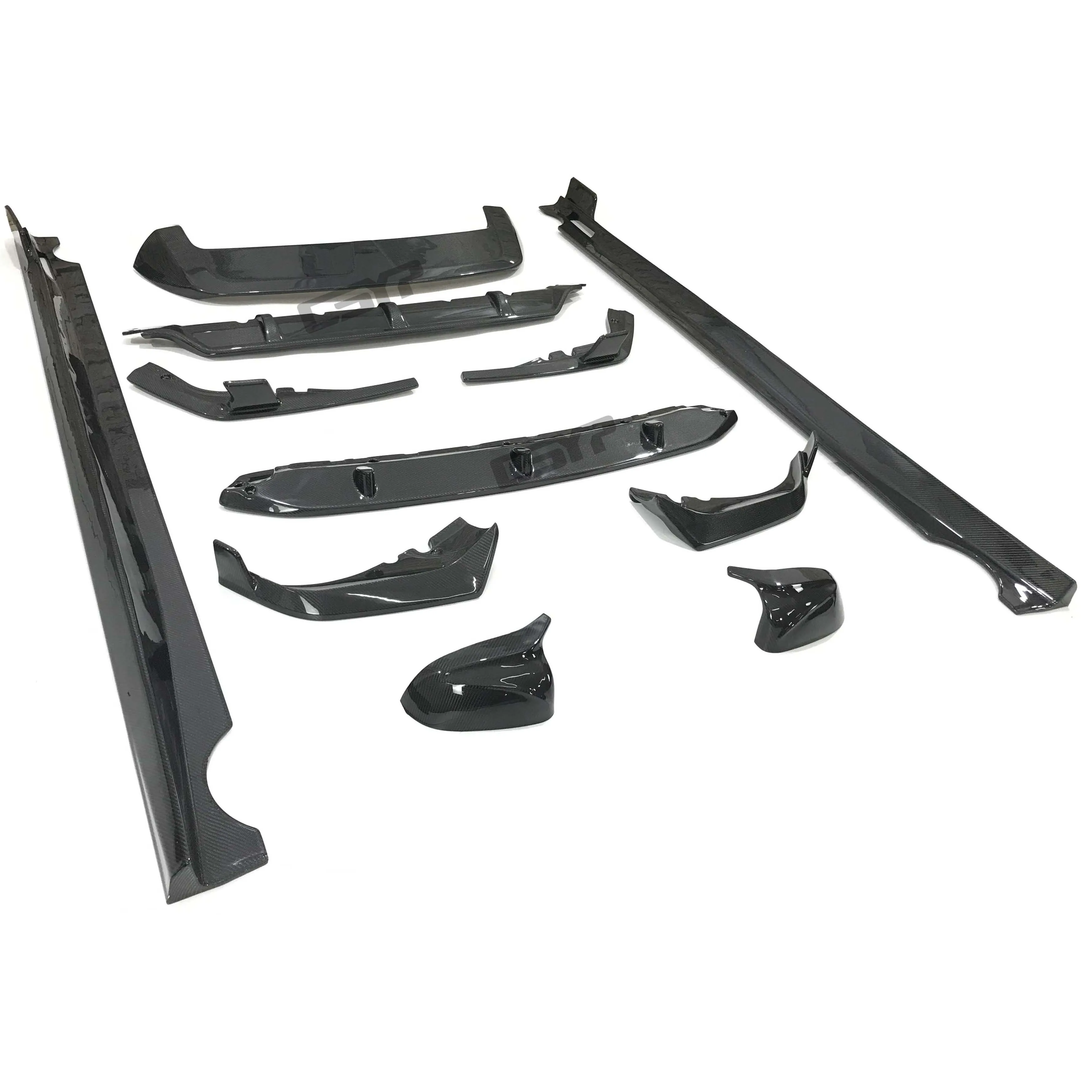 STLF New High Quality Carbon Fiber Body Kit Spoiler Front Lip Diffuser Side Skirts Side Mirror Black Knight Style for X7 G07