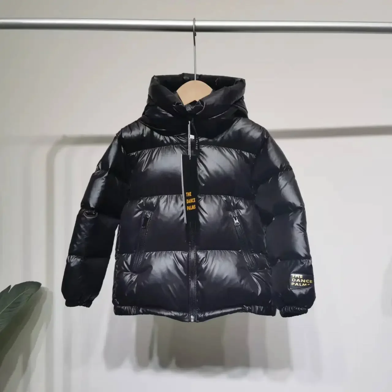 2024 Boys Down Jacket Winter Glossy Silver/Black Waterproof Hooded Parka Children Girls Loose Warm Coats XMP435