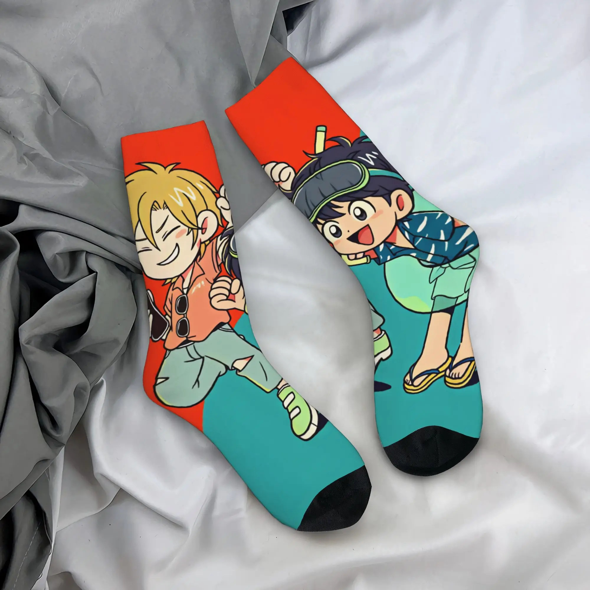 B-Banana F-Fish Cartoon Ash Lynx Dress Socks Mens Womens Warm Fashion Eiji Okumura Crew Socks