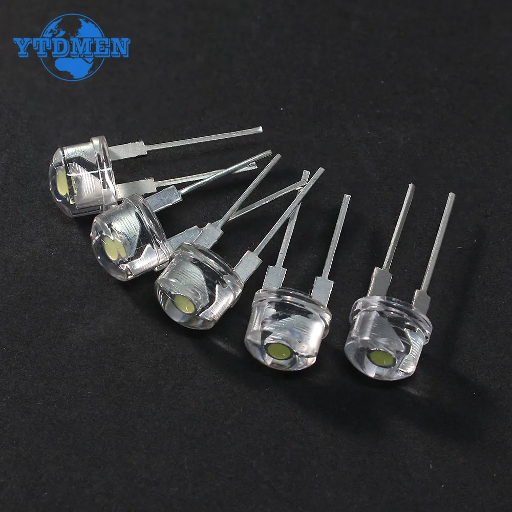 10/20/50PCS 8MM Słomkowy kapelusz LED Dioda F8 Diody elektroluminescencyjne 0.3W 0.5W 0.75W Niebieski Zielony Czerwony Żółty Biały Ciepły Biały Wysoka Jakość