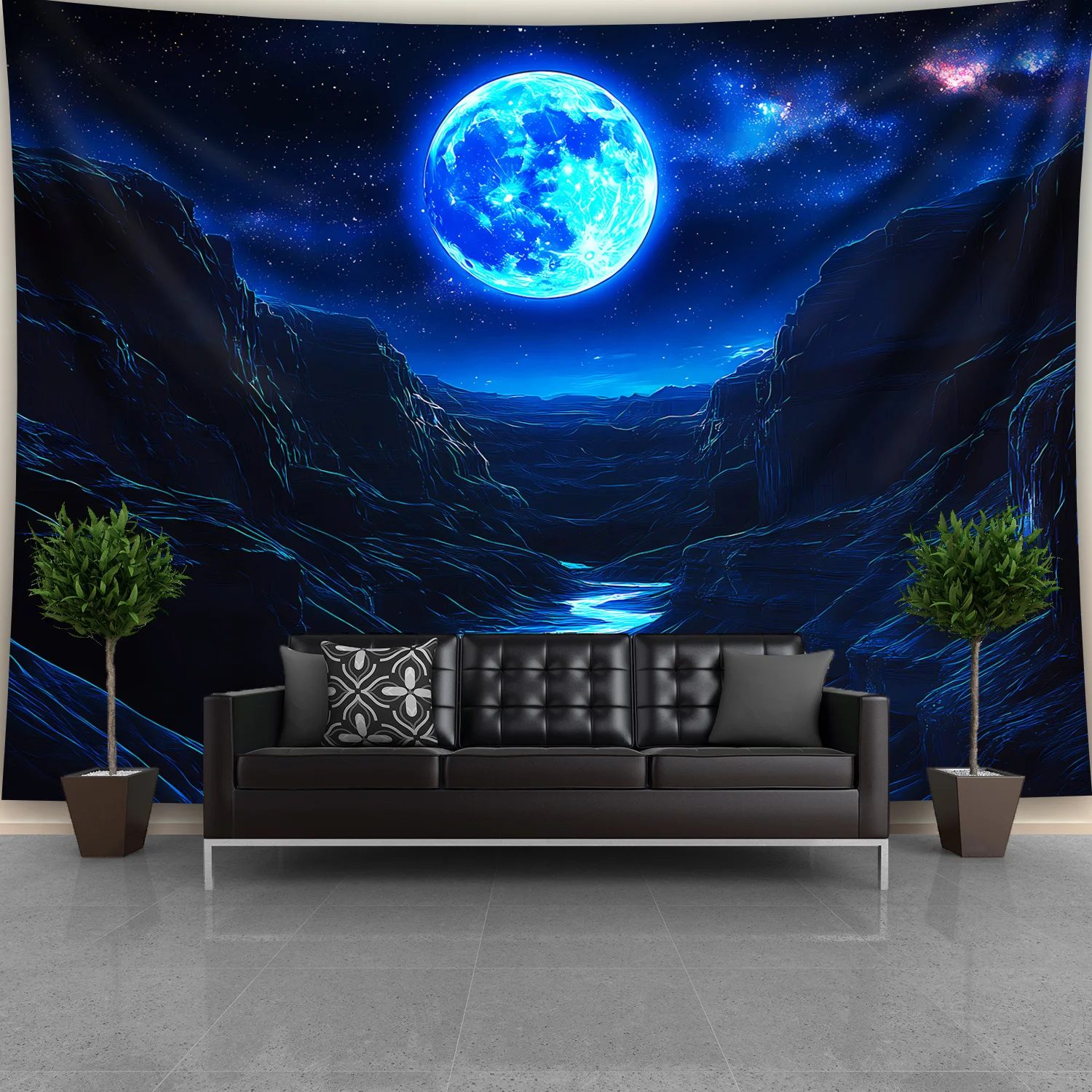 Galaxy Night Sky Mural Backdrop Curtain Living Room Decoration Space Cosmic Moon Nebula Wallpaper