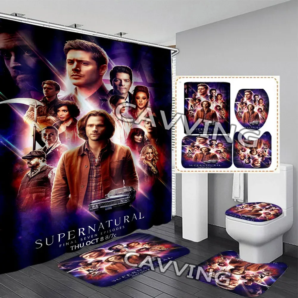 Supernatural  3D Shower Curtains Waterproof Bathroom Curtain Anti-slip Bath Mat Set Toilet Rugs Carpet  Home Decor   H02