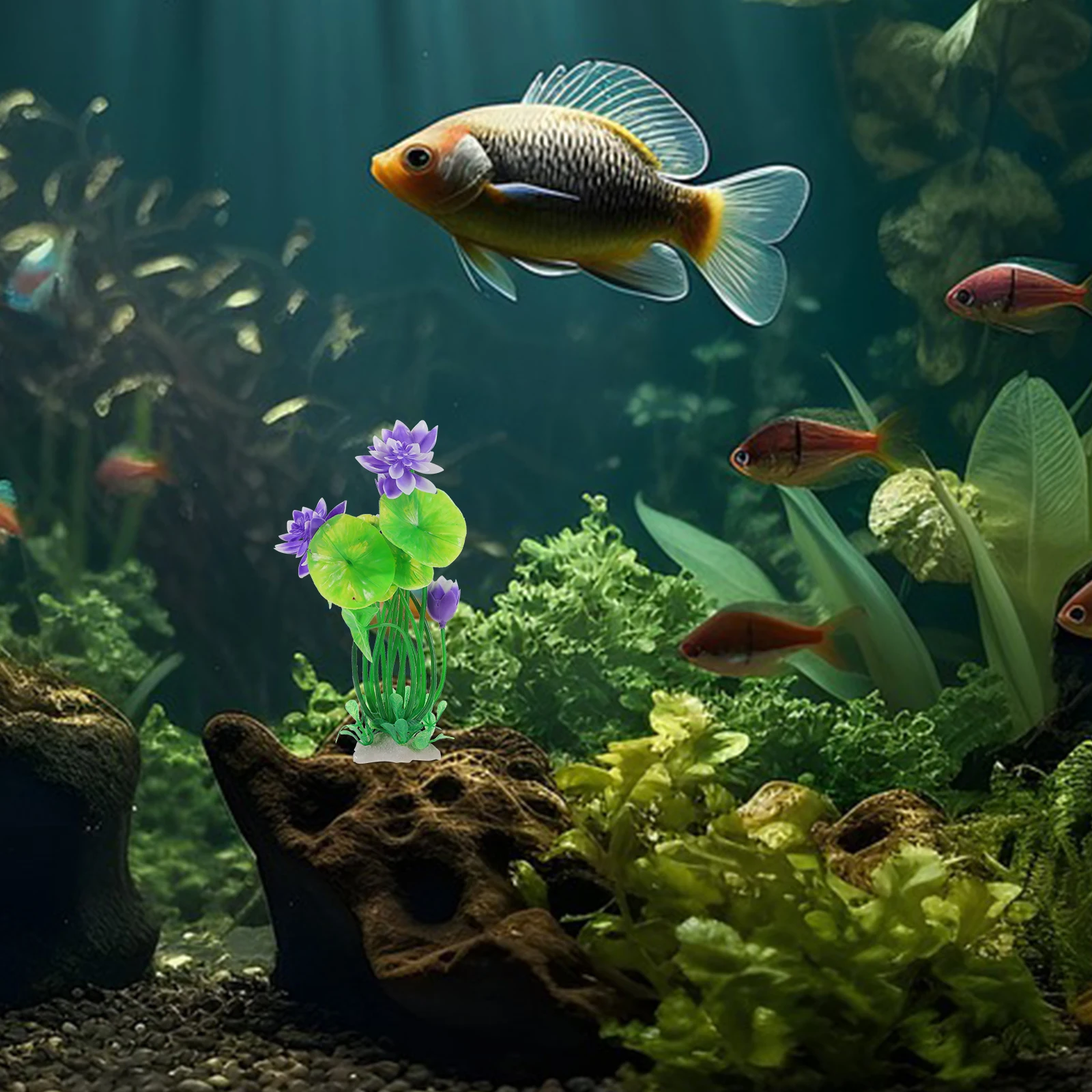 

Simulated Lotus HH02 Purple Aquarium Plant Fake Water Grass for Fish Tank Decoration Pond Supplies Pet Accessories