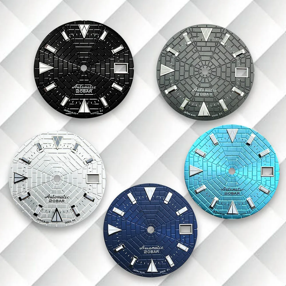 

28.5mm S Logo Cobweb Dial Fit NH35/NH36 Japanese Movement Green LuminousLatest styles Watch Modification Accessories