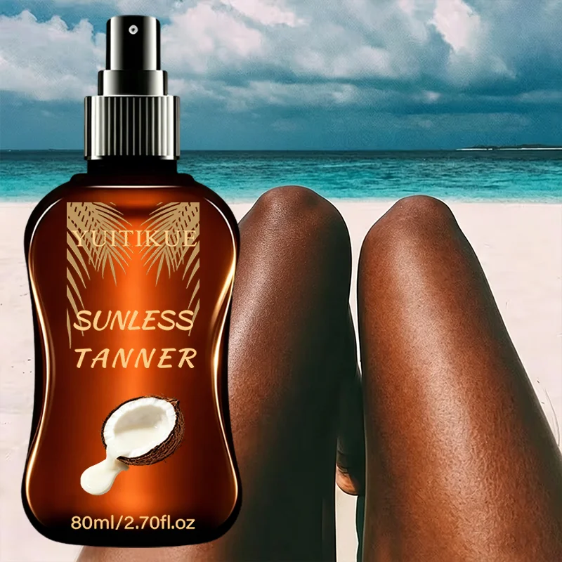 YUITIKUE Coconut Sunless Tanner Spray 80ml Self Tanning Mist Deep Moisturizing Create Natural Dark Tan Smooth Body Skin Care