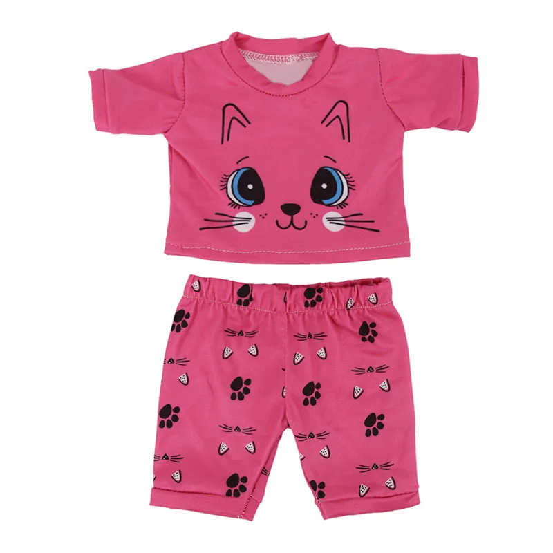 Kitty Flamingo Pajamas Dress For 18 Inch American Doll Girl's Toy 43cm Baby Doll Clothes Accessories Our Generation