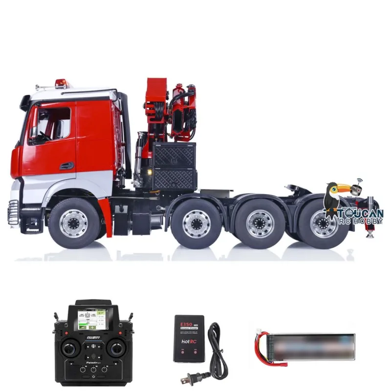 8x8 LESU 1/14 RC Tractor Truck Metal Heavy Chassis For Remote Control 1851 3363 Assembled Painted Hydraulic Crane Cars
