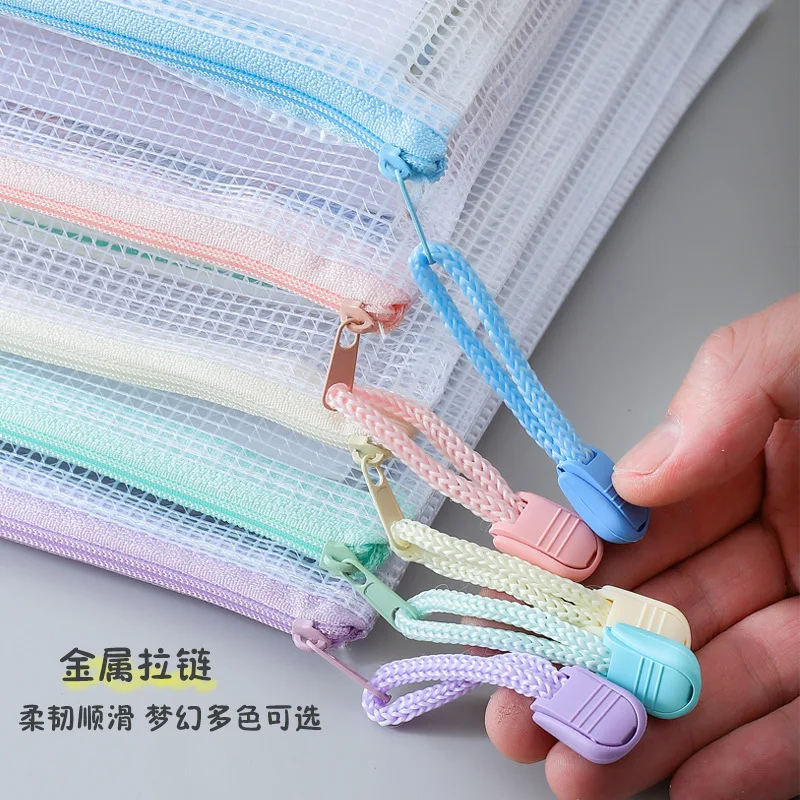 A4 5PCS Zipper File Bag, Subject Bag, Subject Classification Storage, Transparent, Thick Waterproof File Bag for Students