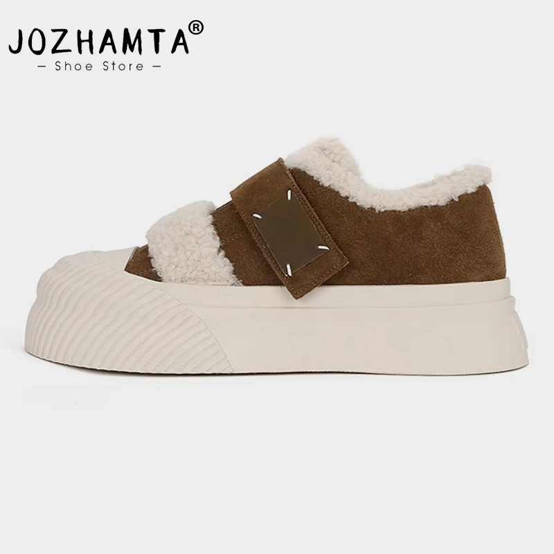 JOZHAMTA Size 35-40 2025 New Winter Female Shoes Flat-Soled Fur Sneakers For Women Large Size Snow Boots Women'S Fur Shoes