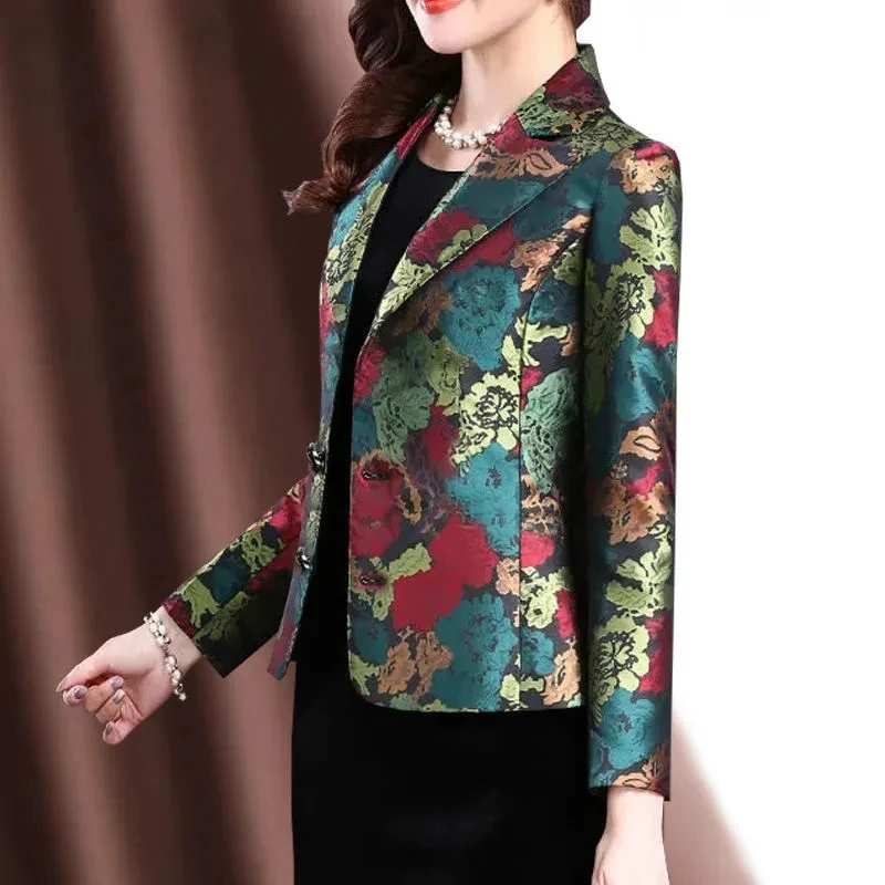 Blazer Coat Female Spring Autumn New Korean Slim Print Suit Jacket Temperament Elegant Fashion Women Blazers Single Breasted Top