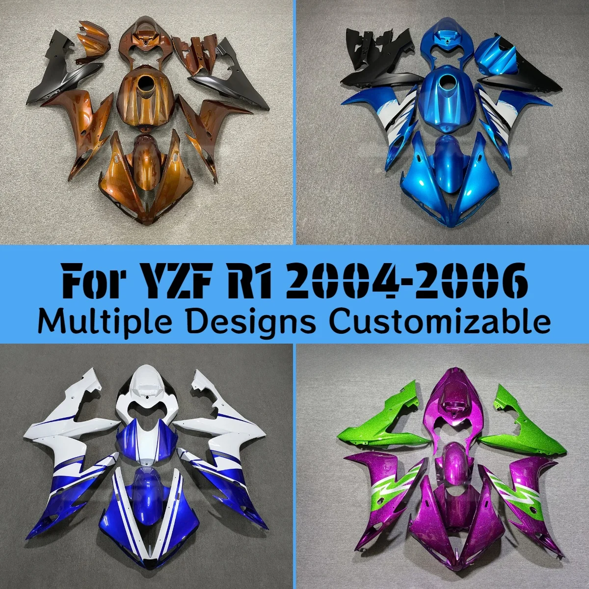 Cool Fairing Kit YZFR1 2004 2005 2006 Fuel Tank Cover Motorcycle Body Parts Set Fairings for YAMAHA YZF R1 04 05 06