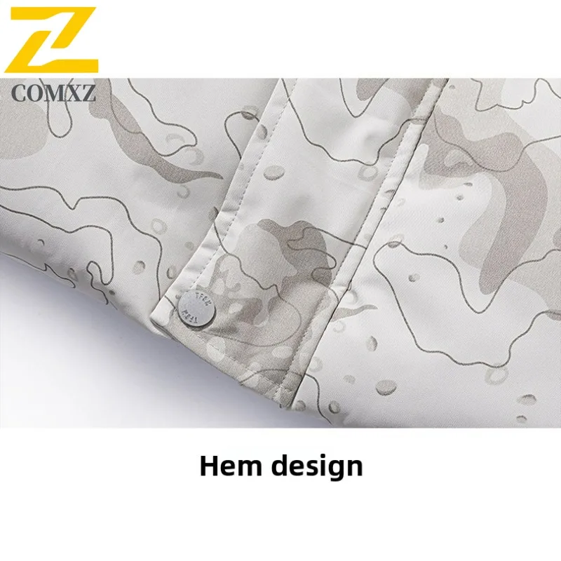 COMXZ Men's Stand Collar Puffer Jacket Warm Loose Fit Camouflage Patchwork Cotton-Padded Coat Thickened Waterproof Windproof