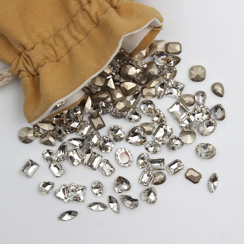 20Pcs Mixed Nail Rhinestones Multi-Shapes Quality Glass Point Bottom Nail Art 3D Decals Stones Gems For Nail Art Decorations