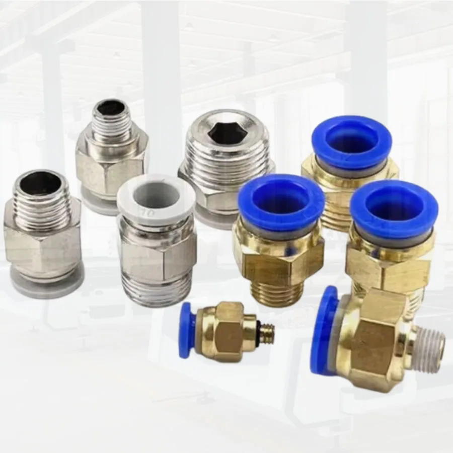 

Pneumatic quick copper connector PC8-02 threaded straight through 4-M56-01/10-03/12-04 white tracheal quick insert