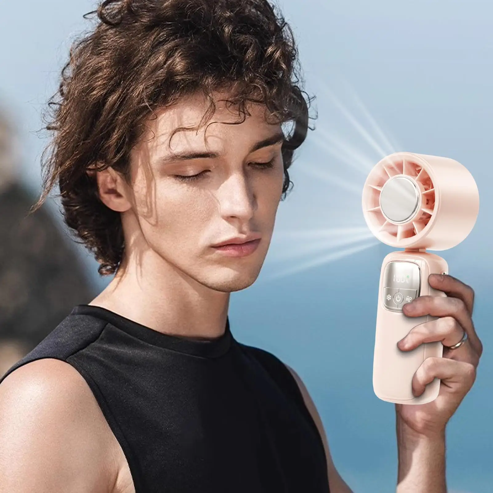 

Портативный ручной вентилятор, небольшой портативный вентилятор, светодиодный дисплей, регулируемая скорость, складное охлаждающее устройство для путешествий, пешего туризма, макияжа на открытом воздухе